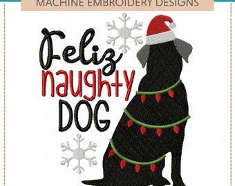 Christmas Dogs III &quot;Machine Embroidery Designs&quot; (Full Set of Five Designs) canine, barking, holiday, woof woof, feliz, naughty, treats, paws