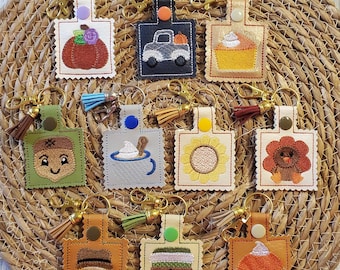 Thanksgiving Key Fobs "Machine Embroidery Design" (Set Of Ten Designs)