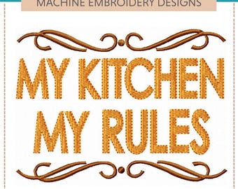 Funny Kitchen Sayings VI -- Machine Embroidery Designs: Set of 5 (5x7 & 6x10 Hoop) Hilarious towel gift. Sassy. Best seller at craft shows.