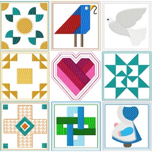 Mini Quilt Blocks III "Machine Embroidery Design" (Set Of Nine Designs)