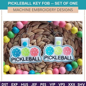 Pickleball Key Fob Machine Embroidery Design (4x4 Hoop)