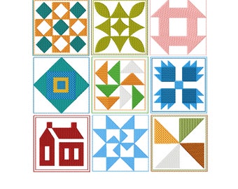 Mini Quilt Blocks II "Machine Embroidery Design" (Set Of Nine Designs)