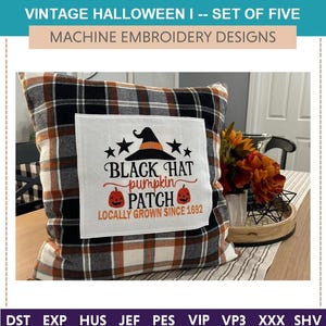 Vintage Halloween I "Machine Embroidery Designs" (Full Set of Five Designs) spooky, dead, fright, ghost, goblins, witch, witches, hollow