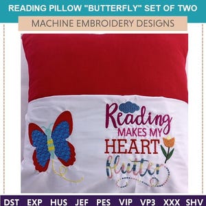 Butterfly Reading Pillow -- Machine Embroidery Designs (Set Of Two) Free tutorial included. Children gifts and market hot sellers. Flutters