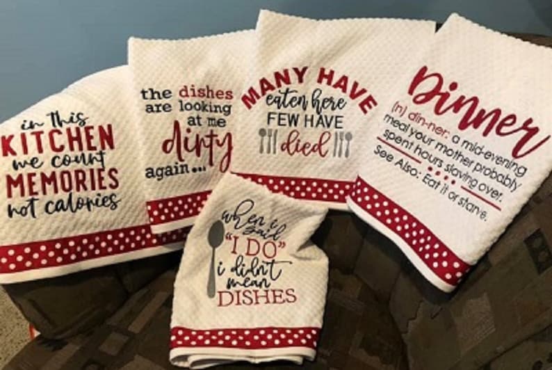 Funny Kitchen Sayings Embroidery Designs – Set of Five Humorous Towel Designs (5x7 & 6x10 Hoop) image 3