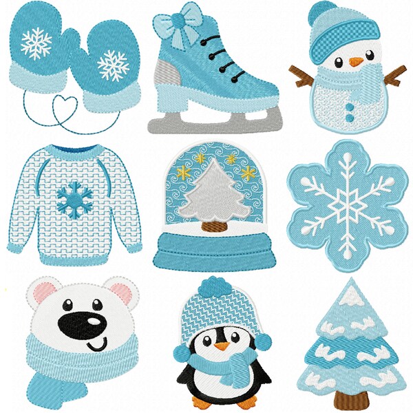 Blue Winter "Machine Embroidery Designs" (Full Set Of Nine Designs)