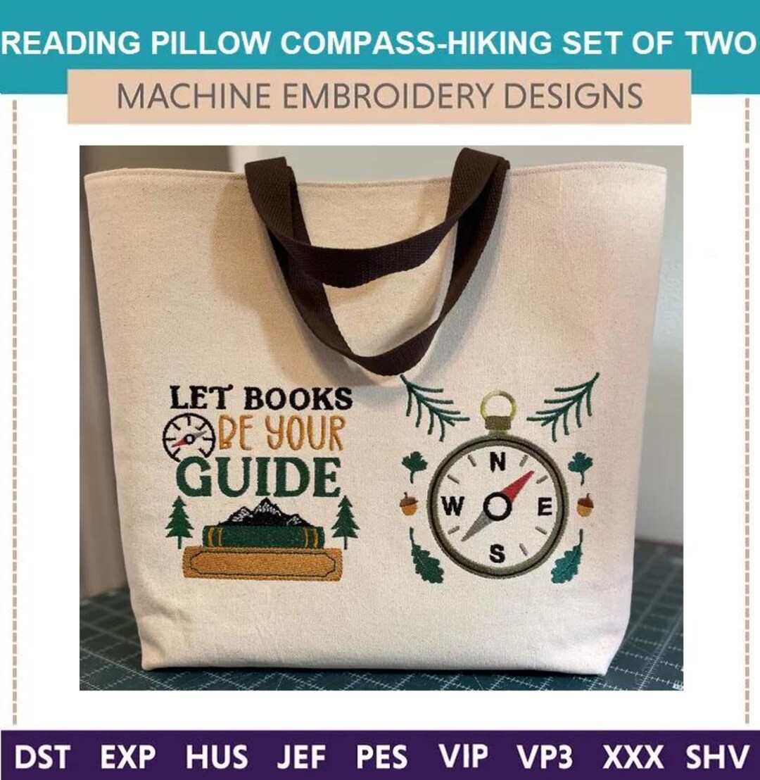 Reading Pillow "compass & Hiking" Machine Embroidery Designs (set of ...