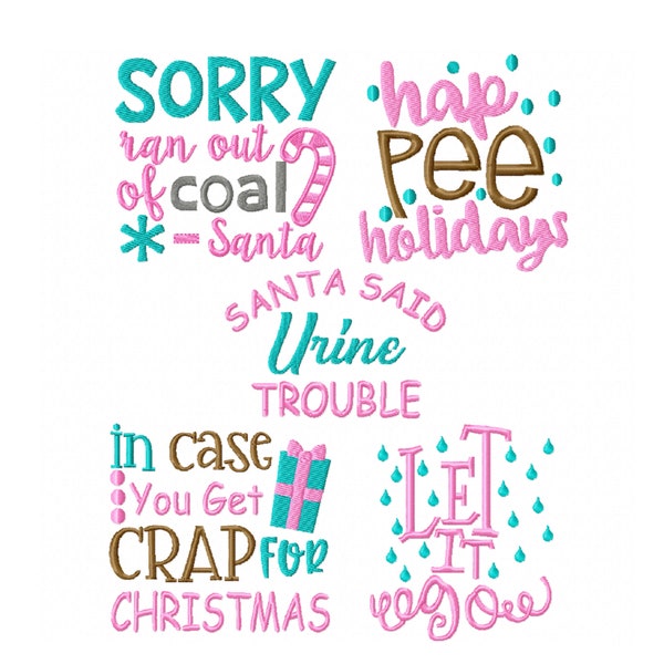 Christmas Toilet Paper II  "Machine Embroidery Designs" (Full Set Of Five Designs)