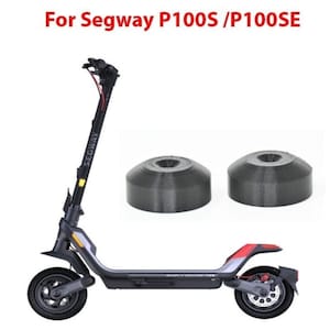 May include: Two black rubber bumpers for a Segway P100S/P100SE electric scooter. The bumpers are round and have a flat top. The scooter is in the background.