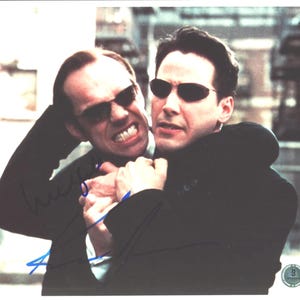 Keanu Reeves & Hugo Weaving Autographed Signed Matrix 8x10 Photo BECKETT
