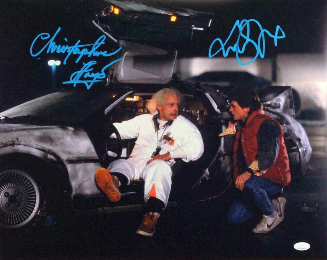 サイン写真 バックトゥザフューチャー マイケルJフォックス クリストファーロイド クリストファー・ロイドとマイケル・J・フォックスの直筆サイン