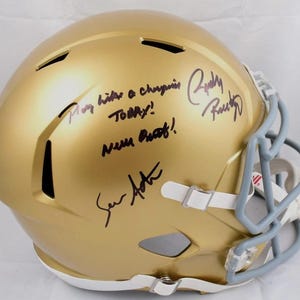 Rudy Ruettiger & Sean Astin Signed Autographed Notre Dame Full Size Helmet BECKETT