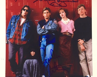 Estevez Ringwald Nelson y Sheedy autografiados Breakfast Club 8x10 Foto firmada BECKETT COA