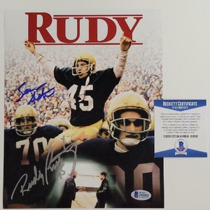 Rudy Ruettiger & Sean Astin Autographed Signed 8x10 Rudy Movie Poster Photo BECKETT COA