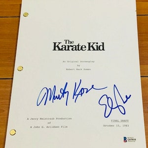 May include: A white script for "The Karate Kid" signed by Ralph Macchio and Pat Morita. The script is dated October 15, 1983, and is labeled "Final Draft".