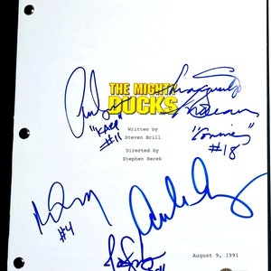 Emilio Estevez +4 Autographed Signed The Mighty Ducks Movie Script Beckett COA