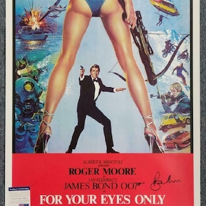 ロジャー・ムーア 直筆サイン入り 36x24 ジェームズ・ボンド 007 ユア・アイズ・オンリー ポスター PSA COA
