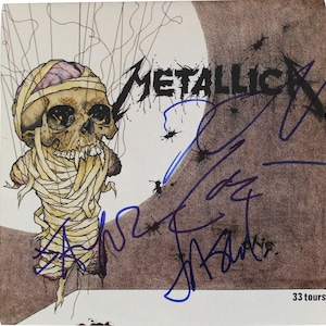 Metallica Hetfield, Ulrich, Hammett & Newsted Signed One 45 RPM Album Cover BECKETT