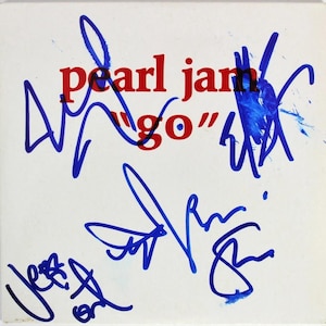 Pearl Jam (Vedder, McReady +3) Autographed Signed Pearl Jam Go Promo CD Cover BECKETT
