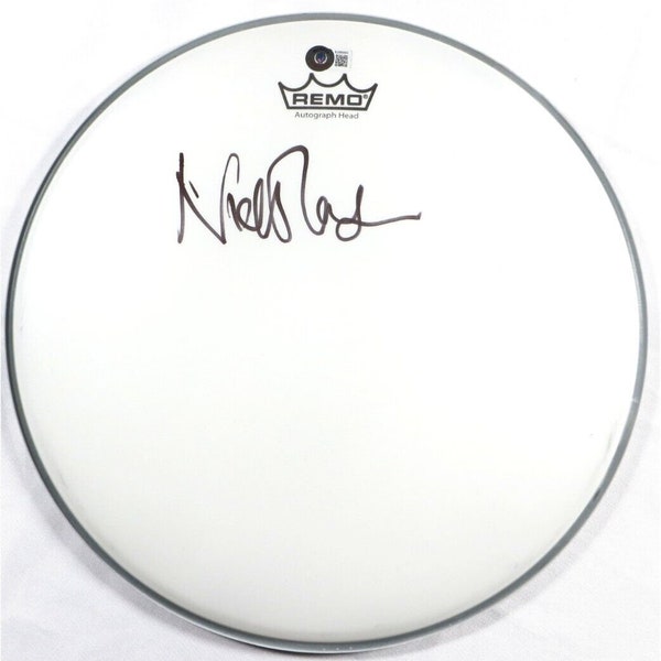 Nick Mason Pink Floyd handsigniert signiert Drumhead Beckett COA