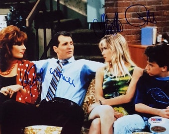 Married With Children Cast (O'Neill, Applegate, Faustino, Sagal) Autographed Signed 8x10 Photo PSA COA