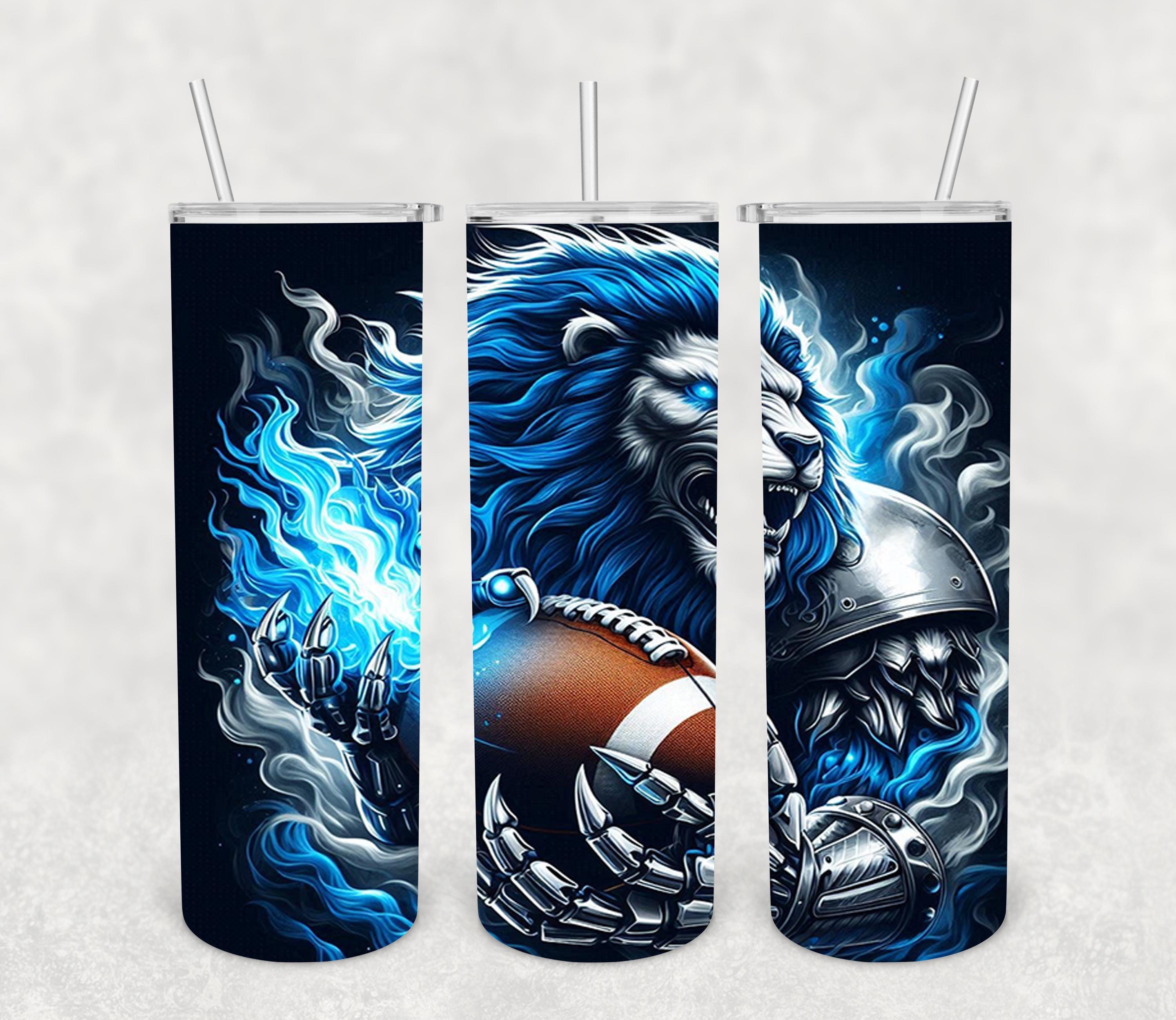 Blue & Silver Lion- Sublimation wrap- Digital File
