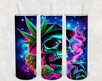 Blunt Bud Fedora Skull- Full page 20 oz skinny sublimation design - DIGITAL FILE