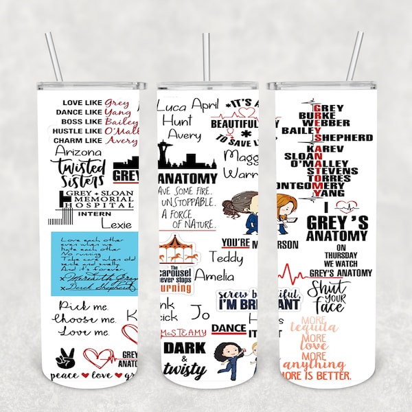 Grey's Quotes - Sublimation Wrap - DIGITAL FILE