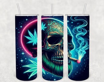 Bearded Blunt Webbed Skull- Full page 20 oz skinny sublimation design - DIGITAL FILE