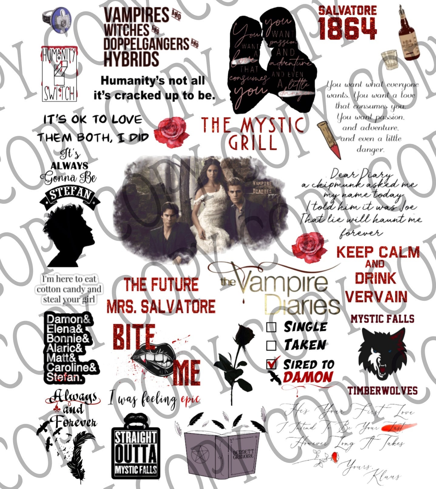 Vampire Diaries Full Page Waterslide Image DIGITAL FILE Etsy