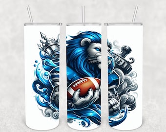 Blue & Silver Lion- Sublimation wrap- Digital File