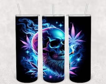 Bearded Blunt Skull- Full page 20 oz skinny sublimation design - DIGITAL FILE