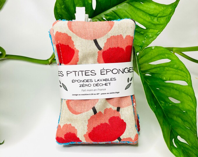 Washable kitchen sponges in microfiber and scratching mesh, sold in batches of 5 or 6 zero waste sponges