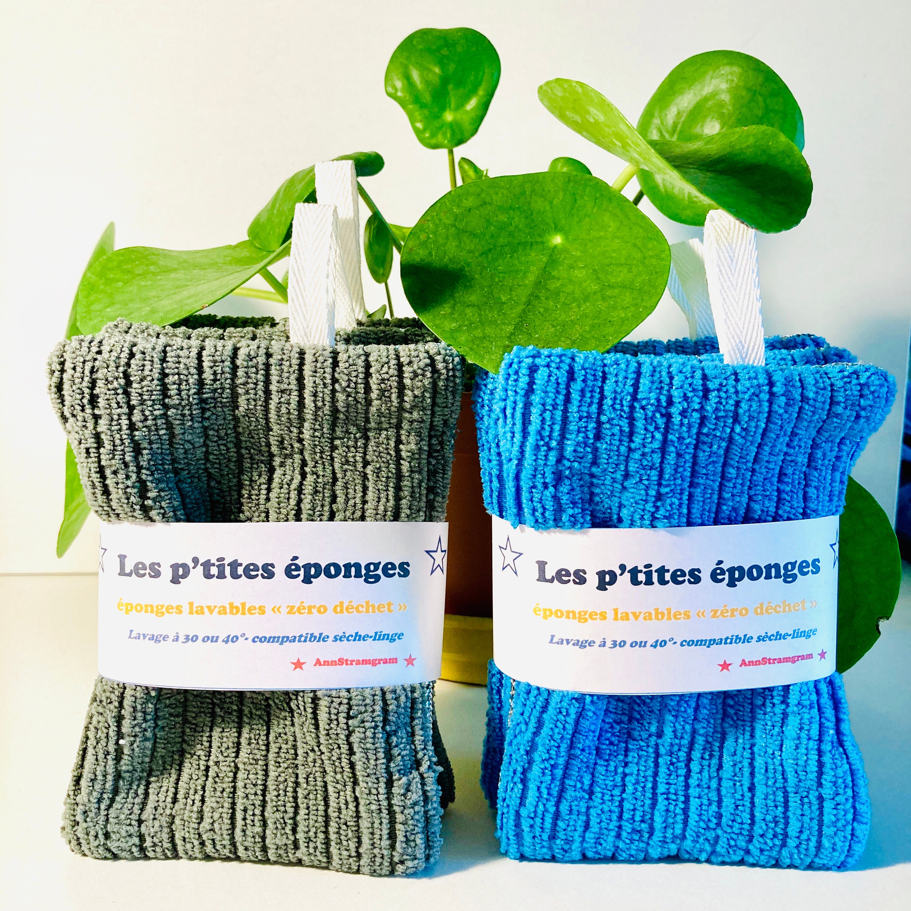 Eponges de Cuisine Lavables en Tissu Par Lot 3 ou 6 Éponges Zéro Déchet