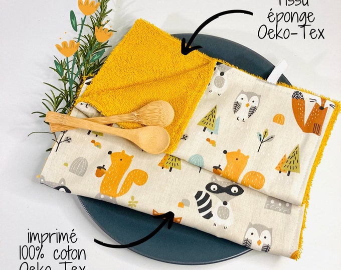 Children's absorbent cloth napkins sold in sets of 2 or 4 large table squares