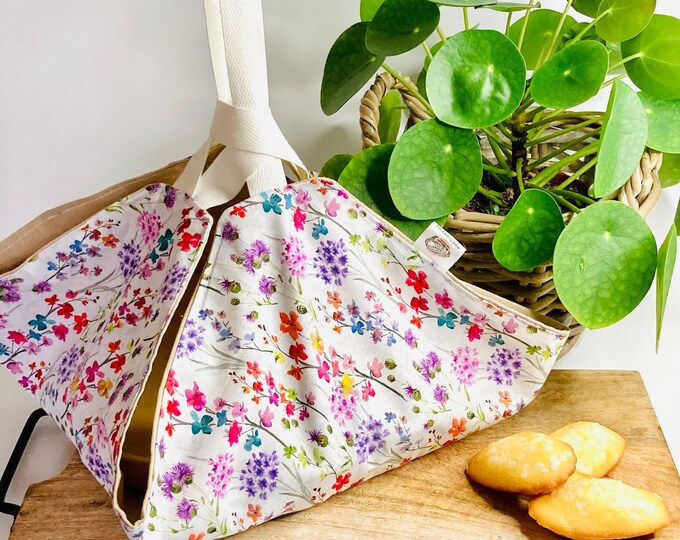 Cotton and linen pie bag to carry cakes pies cakes and salad bowls