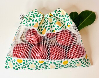 Bulk cloth net bag for transporting and storing fruits and vegetables