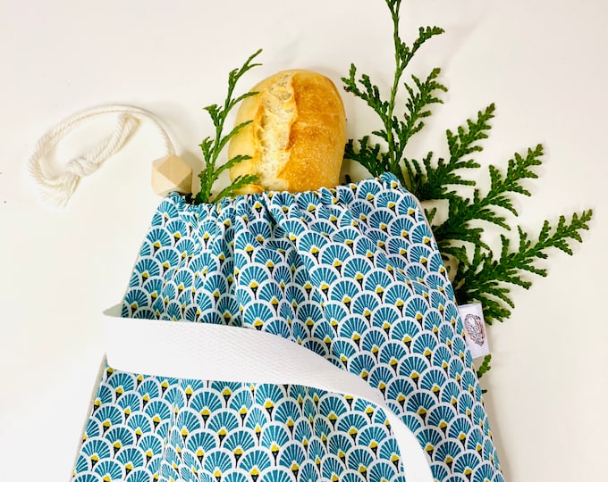 Cotton and linen baguette bag for transporting and storing bread for up to 3 baguettes