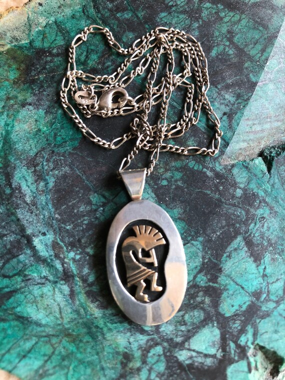 Native American Kokopelli pendant sterling silver… - image 1