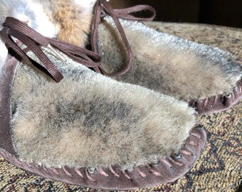 Vintage Handmade Animal Skin/fur Leather Moccasins Native American 