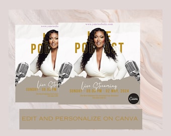 Podcast Flyer Template, Social Media Marketing (Canva Editable, Digital Download)