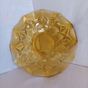 AMBER GLASS BOWL 11 1/2" Glass Fruit Dish -Petal Pattern-Table Top -Decor Shabby Chic Centrepiece-Midcentury Art Glass - Boho Bowl