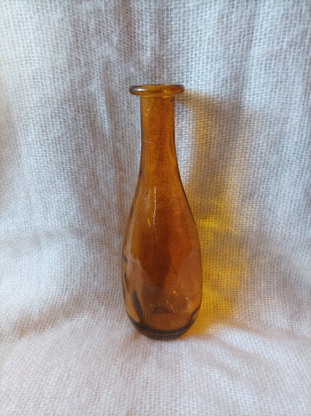 AMBER COLORED GLASS Vase 11handcrafted Unique Etsy