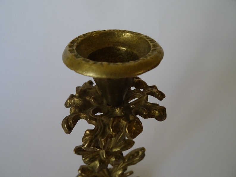 STYLISH BRASS CANDLE Holder 6 34 Decorative Candelabrum Candlestick Holder Leaf Flower Unique Detailed Design Collectible Vintage House