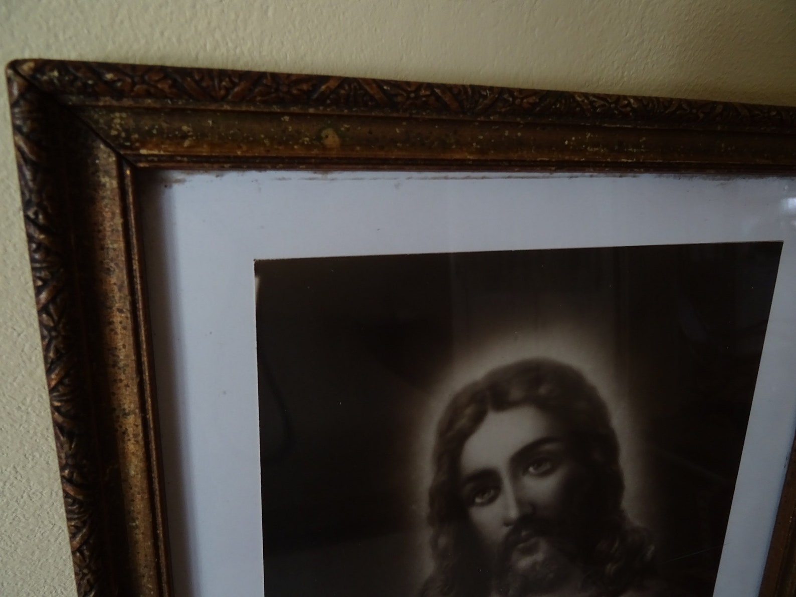 OLD JESUS PRINT in Solid Wooden Frame 12.6 Jesus Sacred Etsy