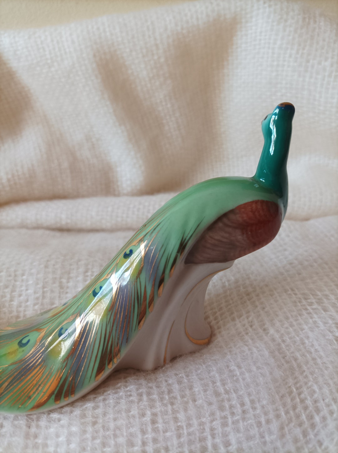 Porcelain Peacock Figurine 4 Porcelain Bird Sculpture Etsy