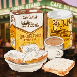 Cafe Du Monde Aquarell ClipArt Illustrationen - digital, druckbare, transparente PNGS mit 300 DPI
