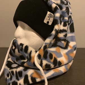 Balaclava Kordelzug Fleece Kapuze - Cheetah