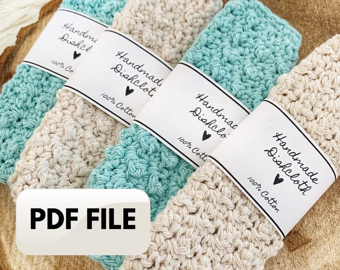 Printable Dishcloth Labels - PDF Instant Download, Crochet Dishcloth ...