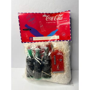 Vintage 1996 Coca-Cola String Light Set 14ft 10 Lights Bottles Vending Machines